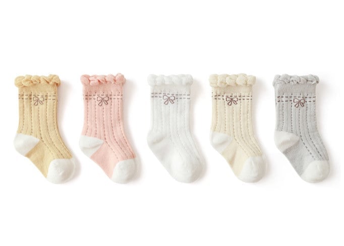 Tất lưới cao tới bắp chân Nemo baby in hình nơ viền cổ 5 màu