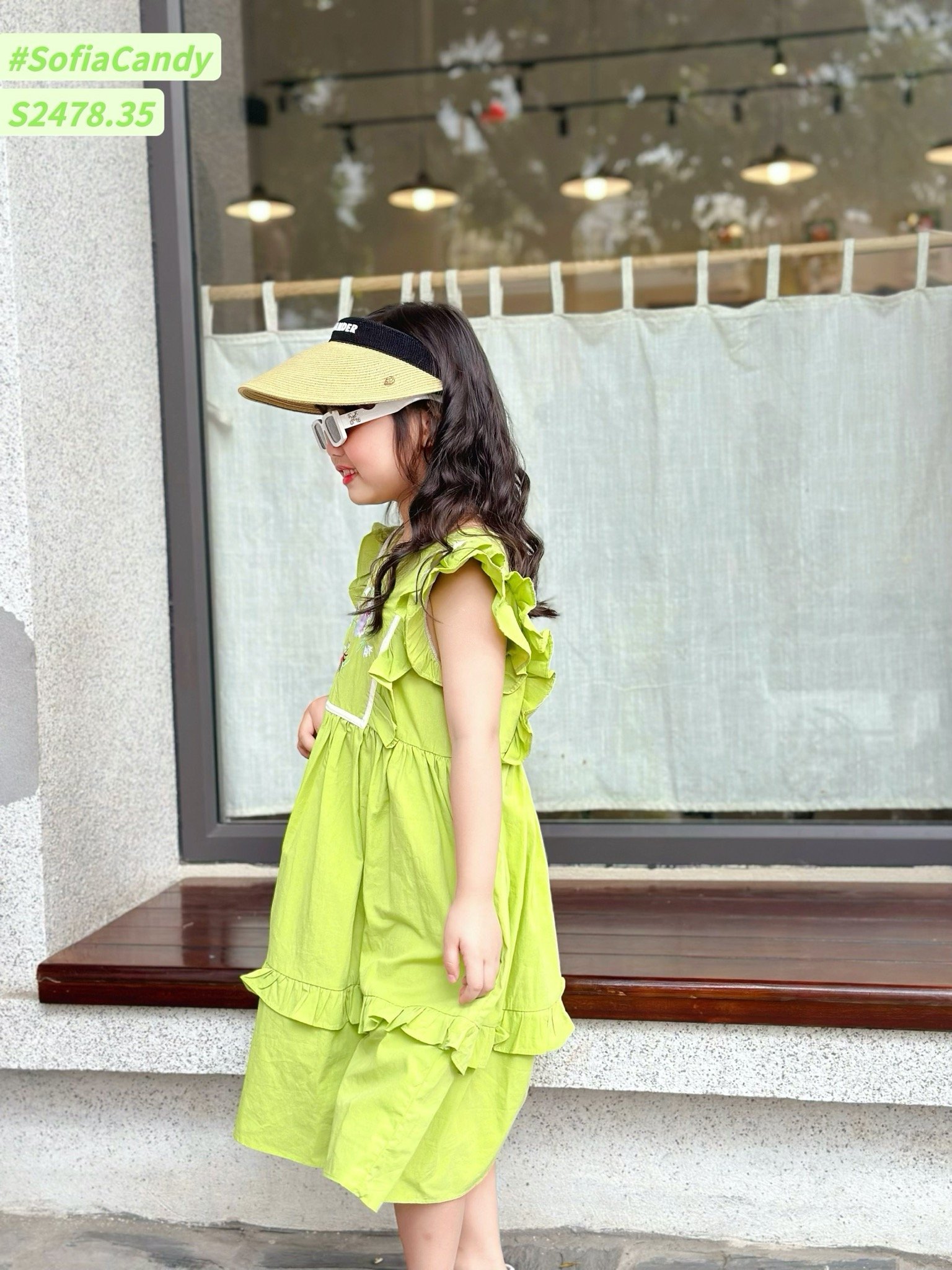 Váy Sofia Candy tiểu thư tay cánh tiên thêu hoa ngực nhiều màu BG size 1-10y