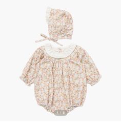 Body nhung BD xuất Hàn màu cam hoa nhí bé gái size 73 (ko kèm mũ)