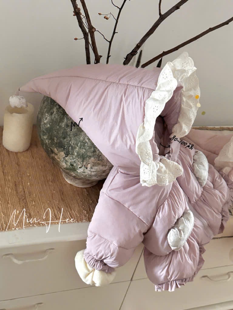 35337 - Áo khoác phao Liko siêu nhẹ mũ chóp màu tím cho bé size 80-100