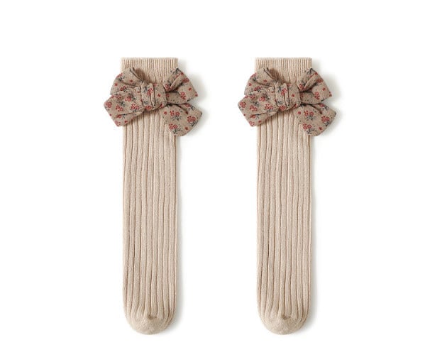 Tất không gót cao tới gối Mumudara đính nơ vải hoa 5 màu