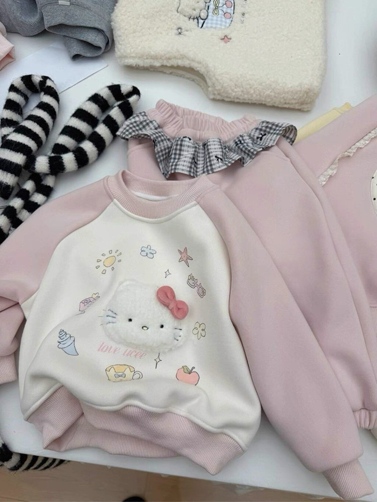 269275 - Bộ nỉ Ucee hồng kitty lót nỉ đại hàn size 90-130