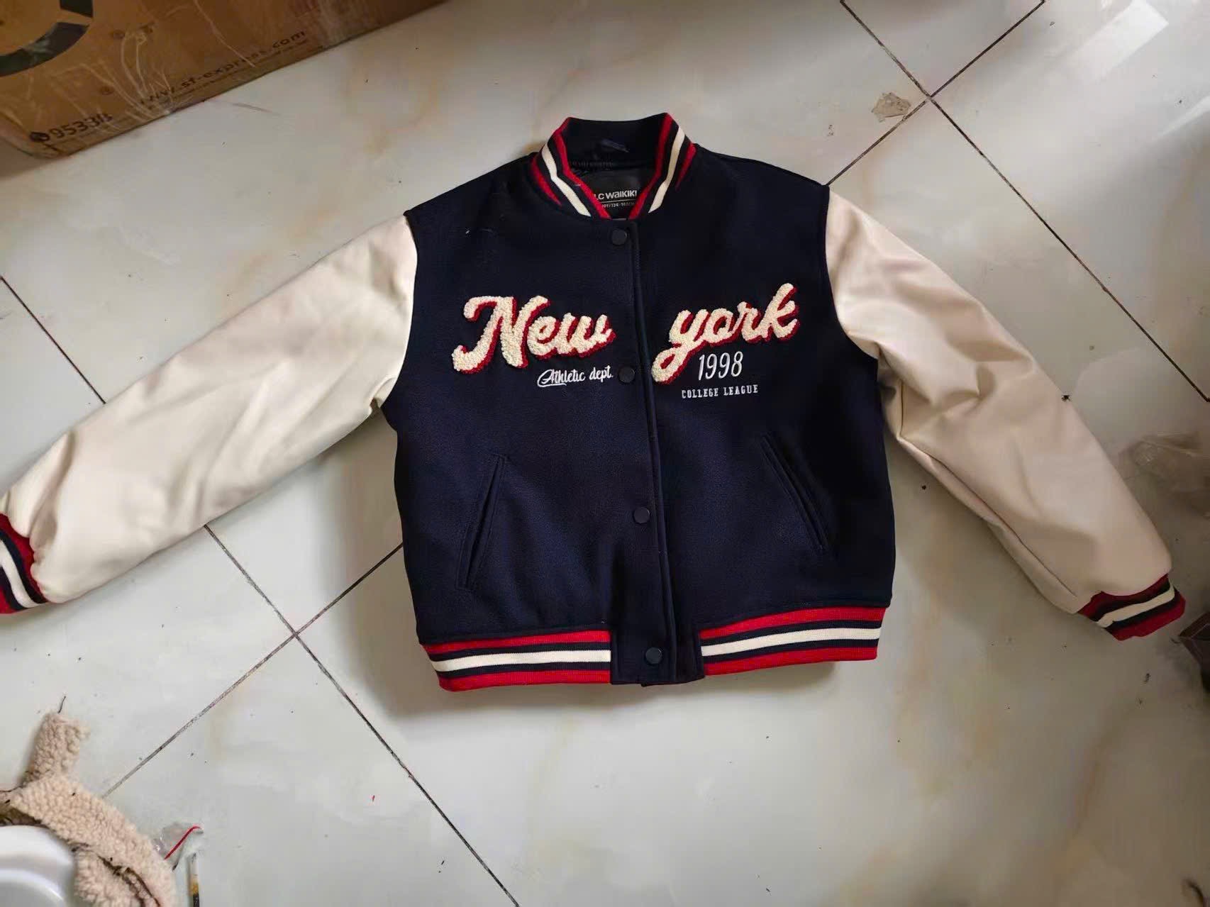 Áo khoác bomber LC dư xịn màu navy New York cho bé size 6-14y