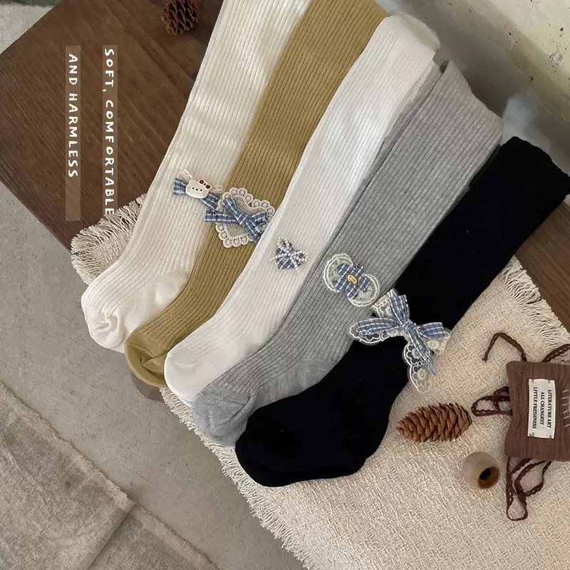 Quần tất len đính họa tiết nơ, kitty nhiều màu cho bé gái size 90-140cm