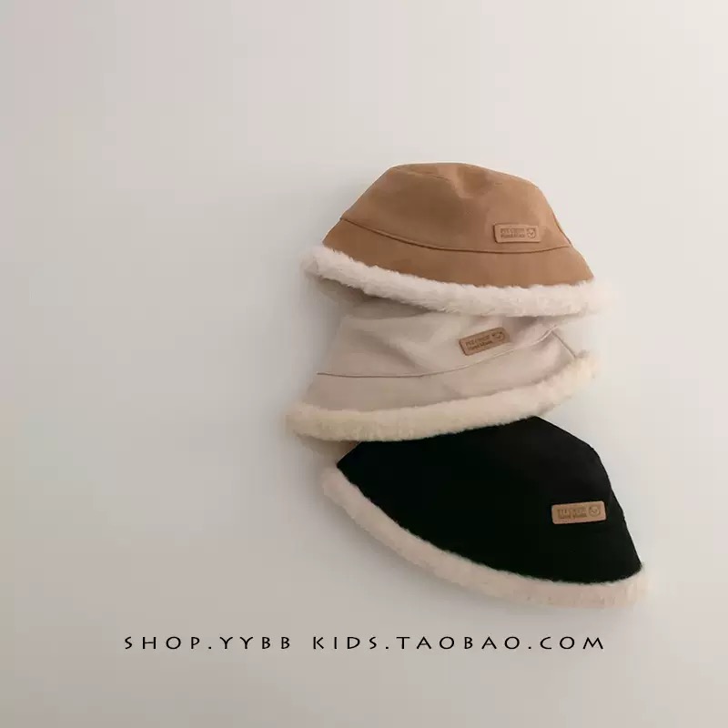 Mũ vành tròn da lộn viền lông nhiều màu cho bé size 6m-2y