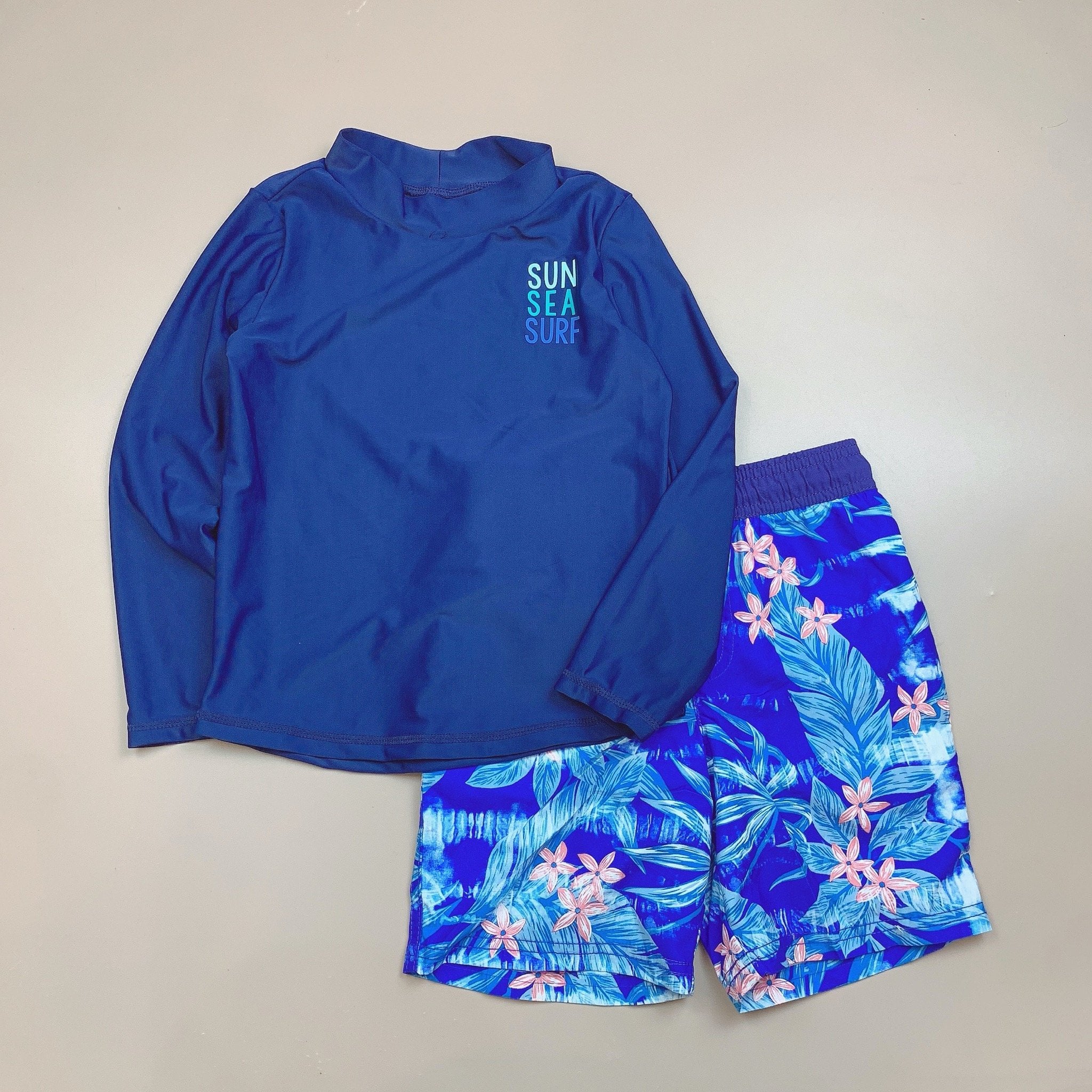 DB00056 - Bộ bơi áo dài tay navy Sun Sea Surf - 2 màu quần size 3m - 5y