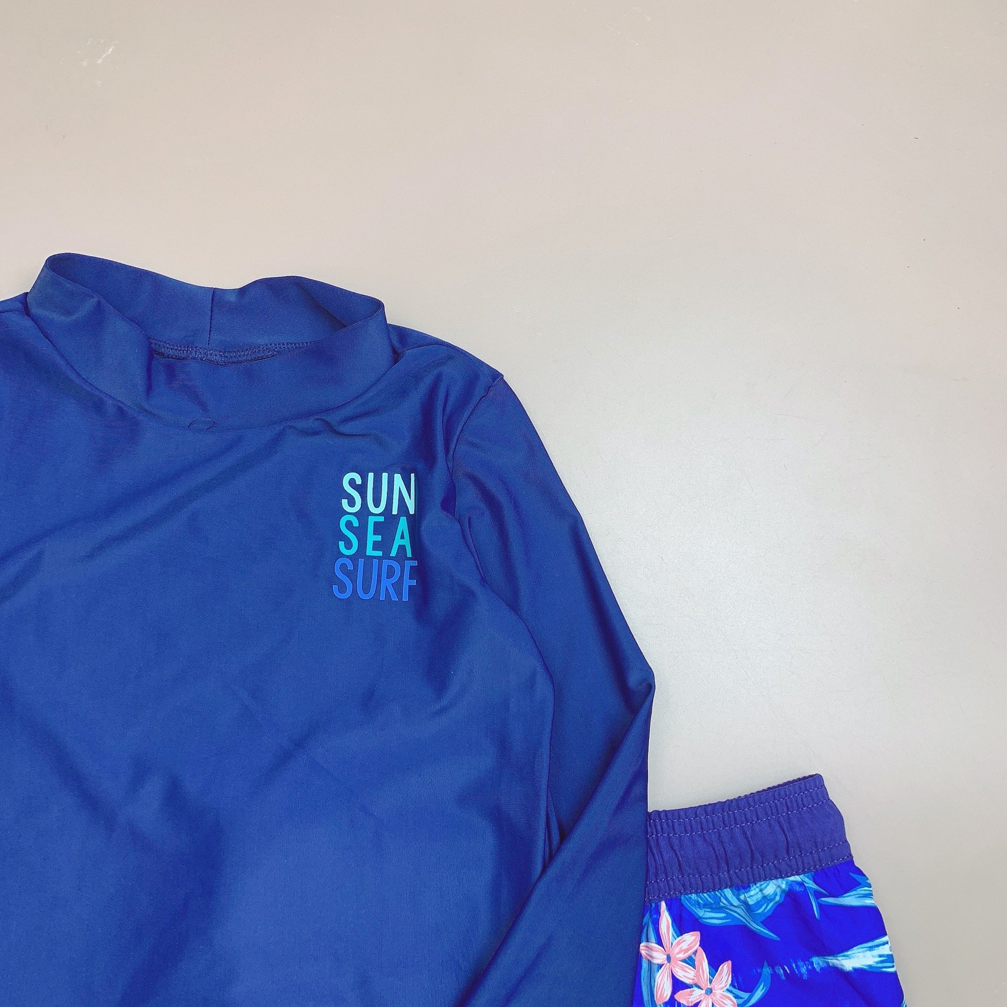 DB00056 - Bộ bơi áo dài tay navy Sun Sea Surf - 2 màu quần size 3m - 5y