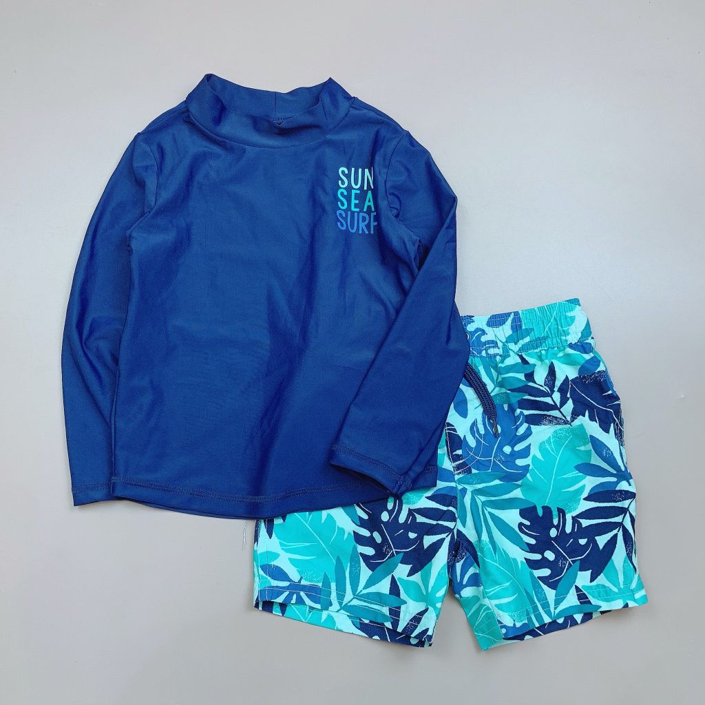 DB00056 - Bộ bơi áo dài tay navy Sun Sea Surf - 2 màu quần size 3m - 5y