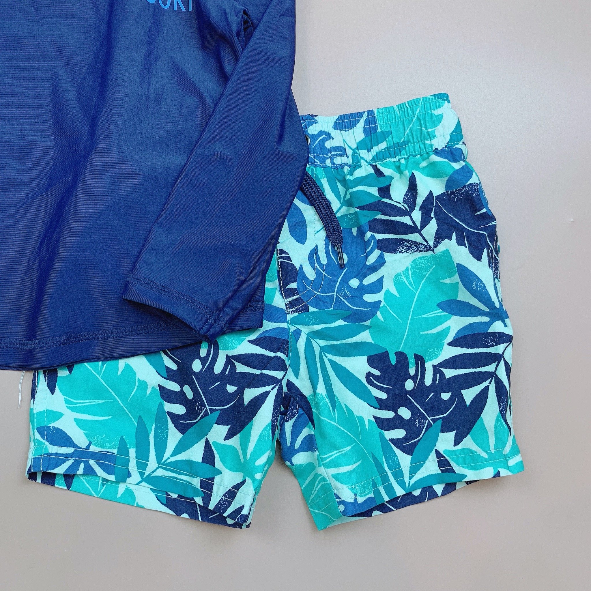 DB00056 - Bộ bơi áo dài tay navy Sun Sea Surf - 2 màu quần size 3m - 5y