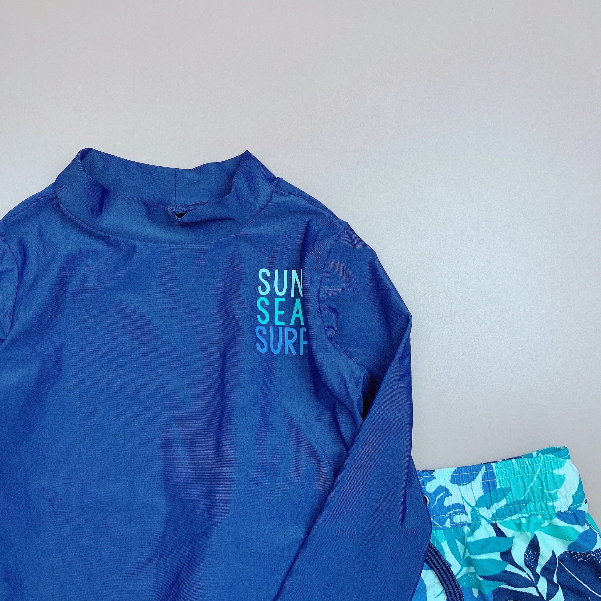 DB00056 - Bộ bơi áo dài tay navy Sun Sea Surf - 2 màu quần size 3m - 5y