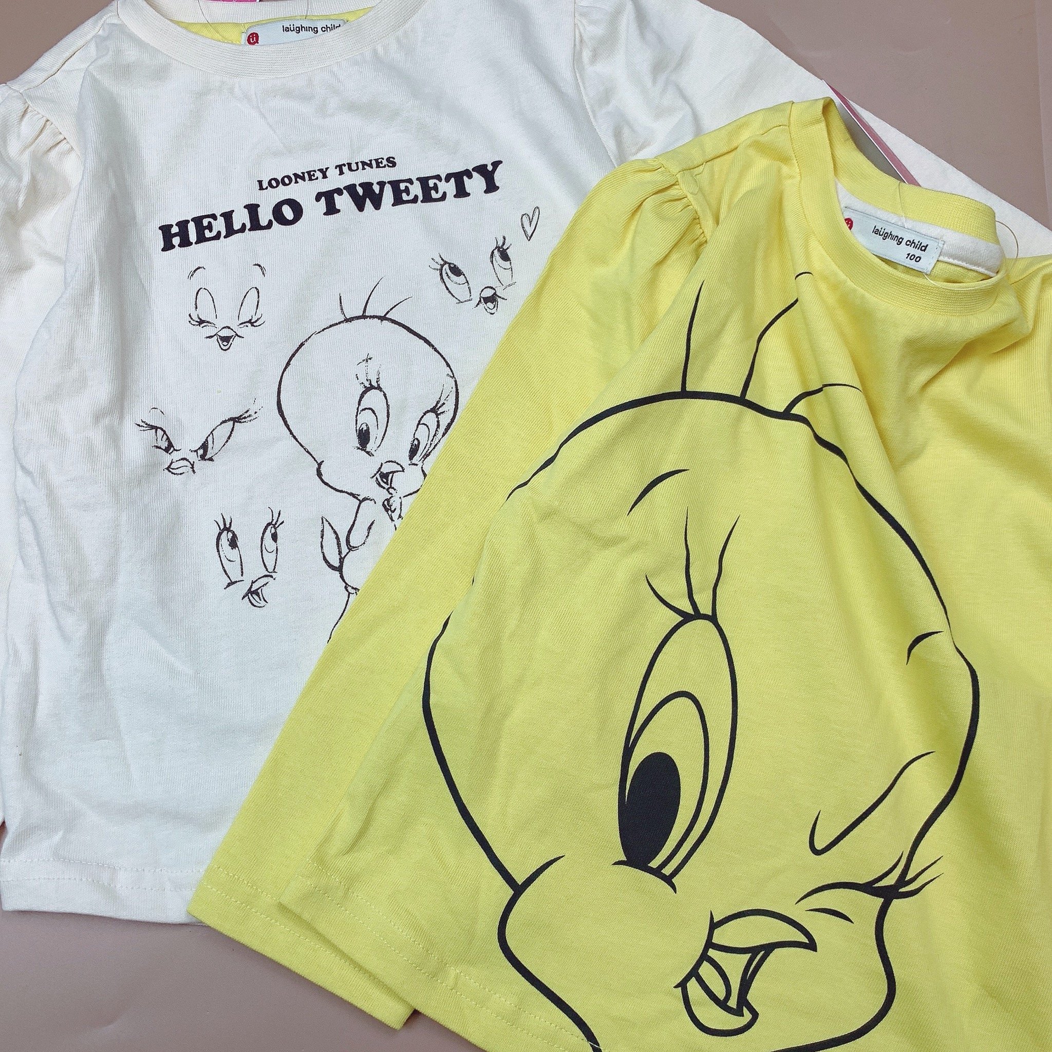 Áo cotton Laughing Child hình vịt 2 màu kem / vàng size 100 - 140