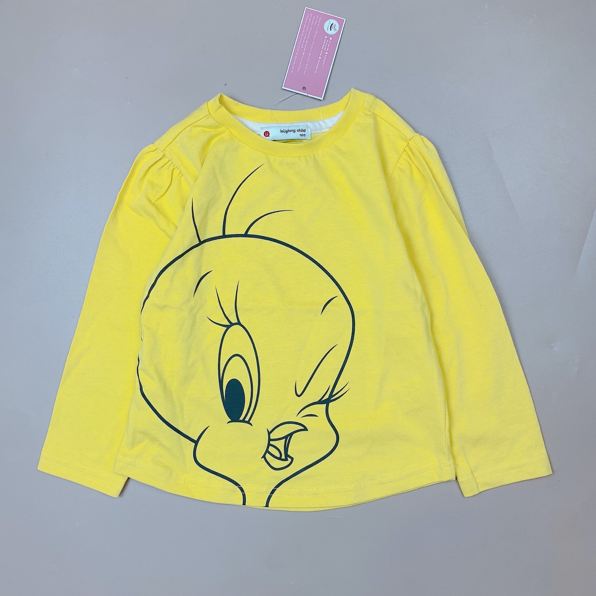 Áo cotton Laughing Child hình vịt 2 màu kem / vàng size 100 - 140