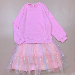 Váy da cá Bobdog màu hồng phối chân voan hoa size 140