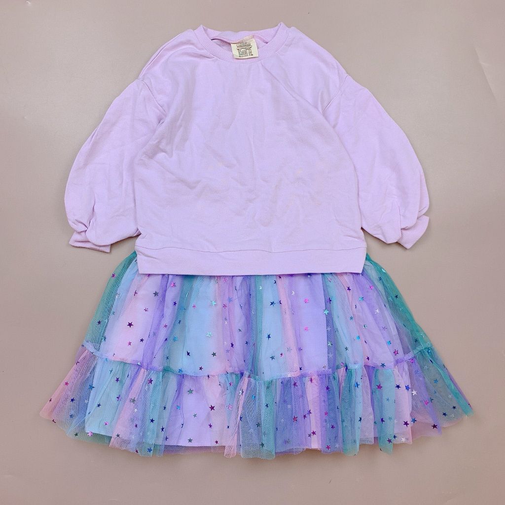 V00109 - Váy da cá màu tím phối chân voan sao size 110 / 140