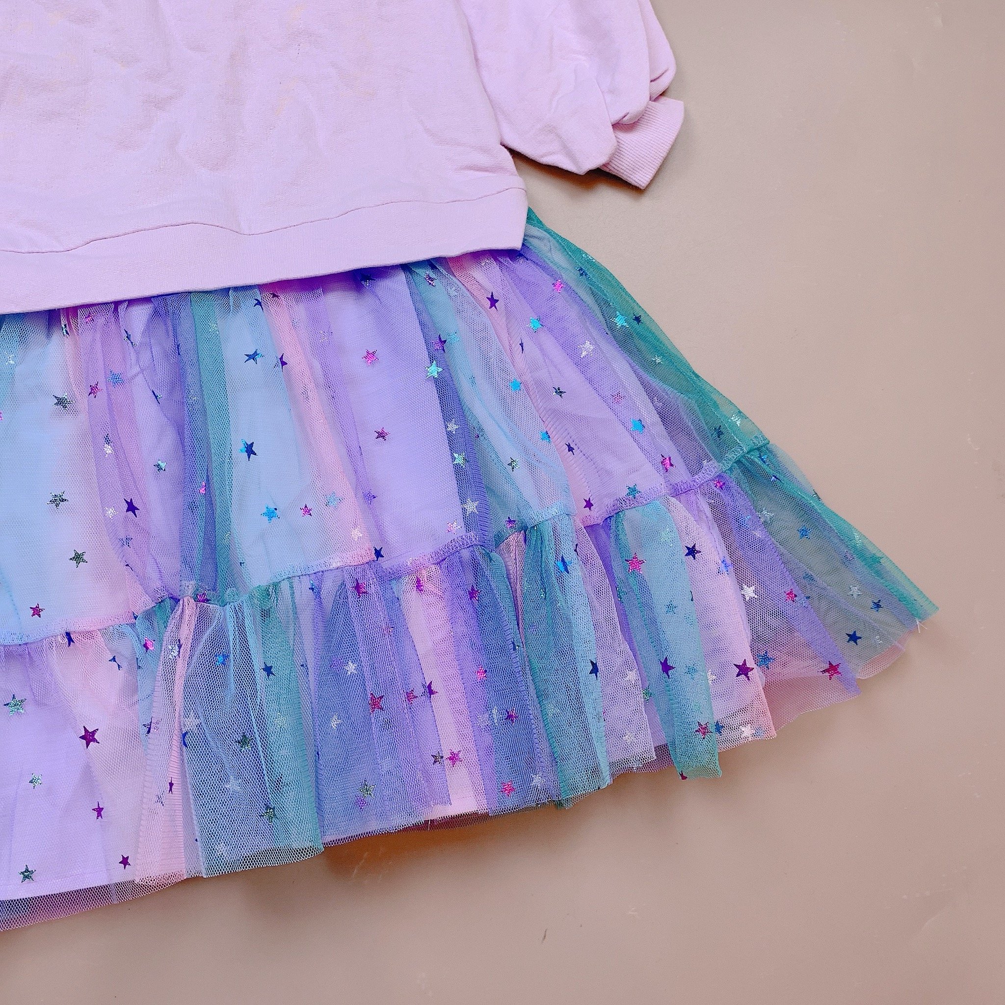 V00109 - Váy da cá màu tím phối chân voan sao size 110 / 140