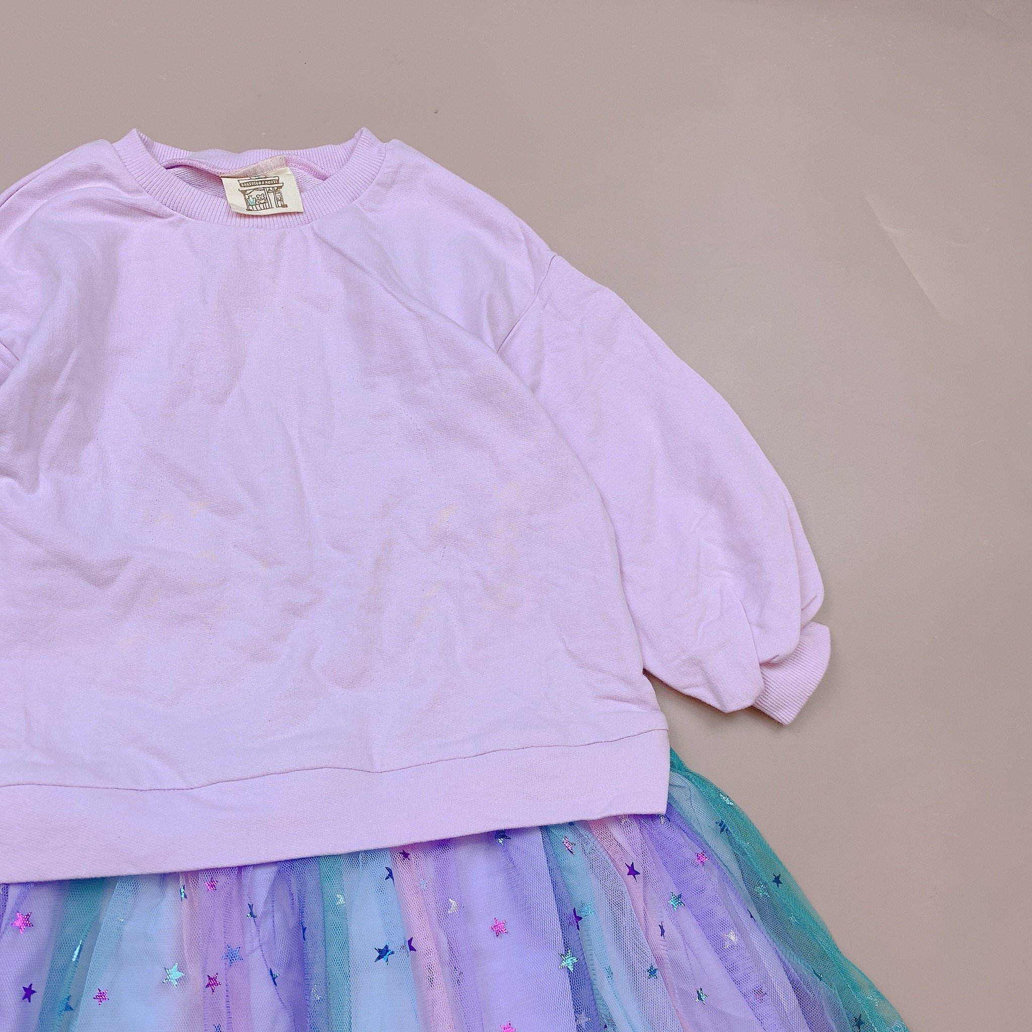 V00109 - Váy da cá màu tím phối chân voan sao size 110 / 140