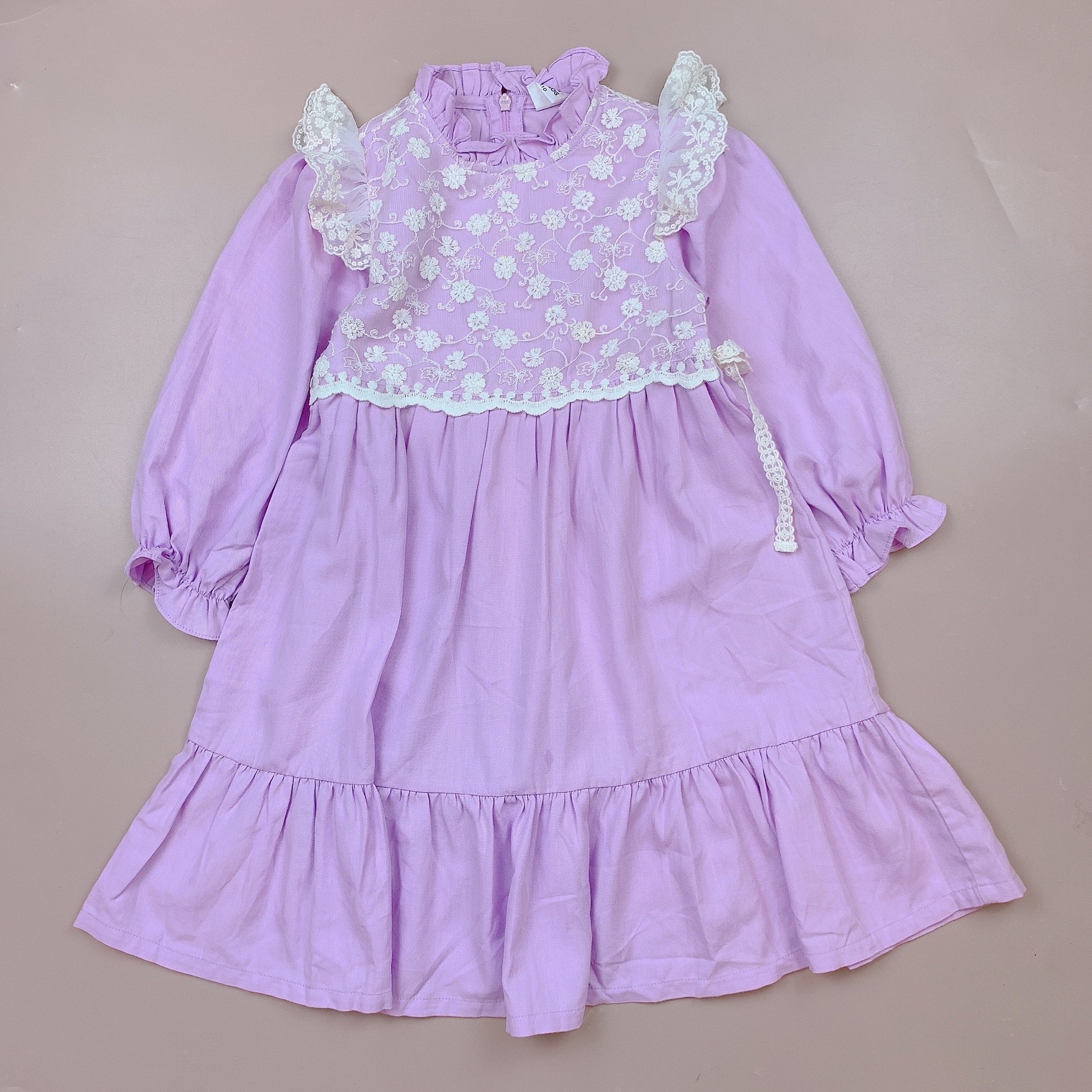 Váy thô Bobdog màu hồng tím phối ren hoa ngực size 110 - 150