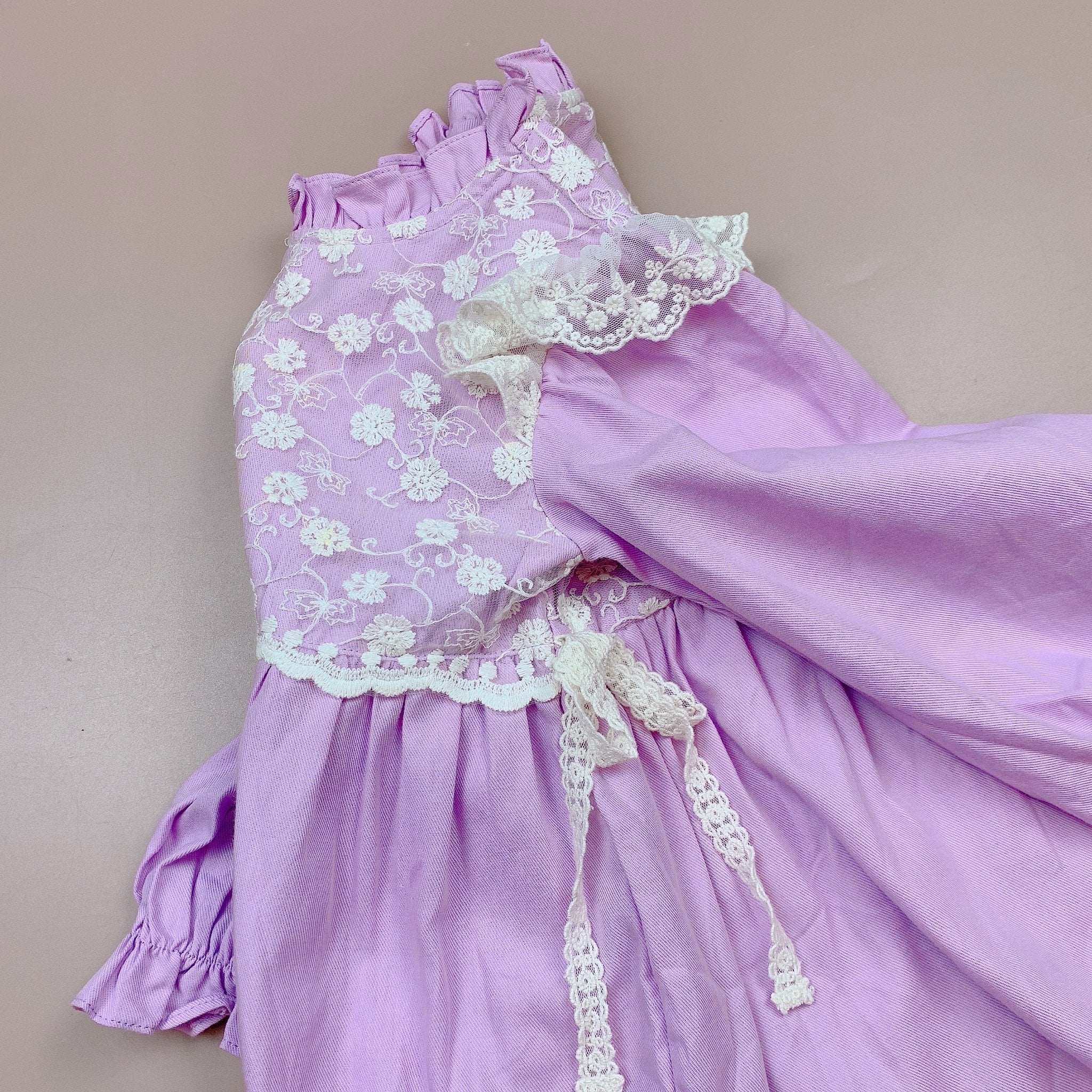 Váy thô Bobdog màu hồng tím phối ren hoa ngực size 110 - 150