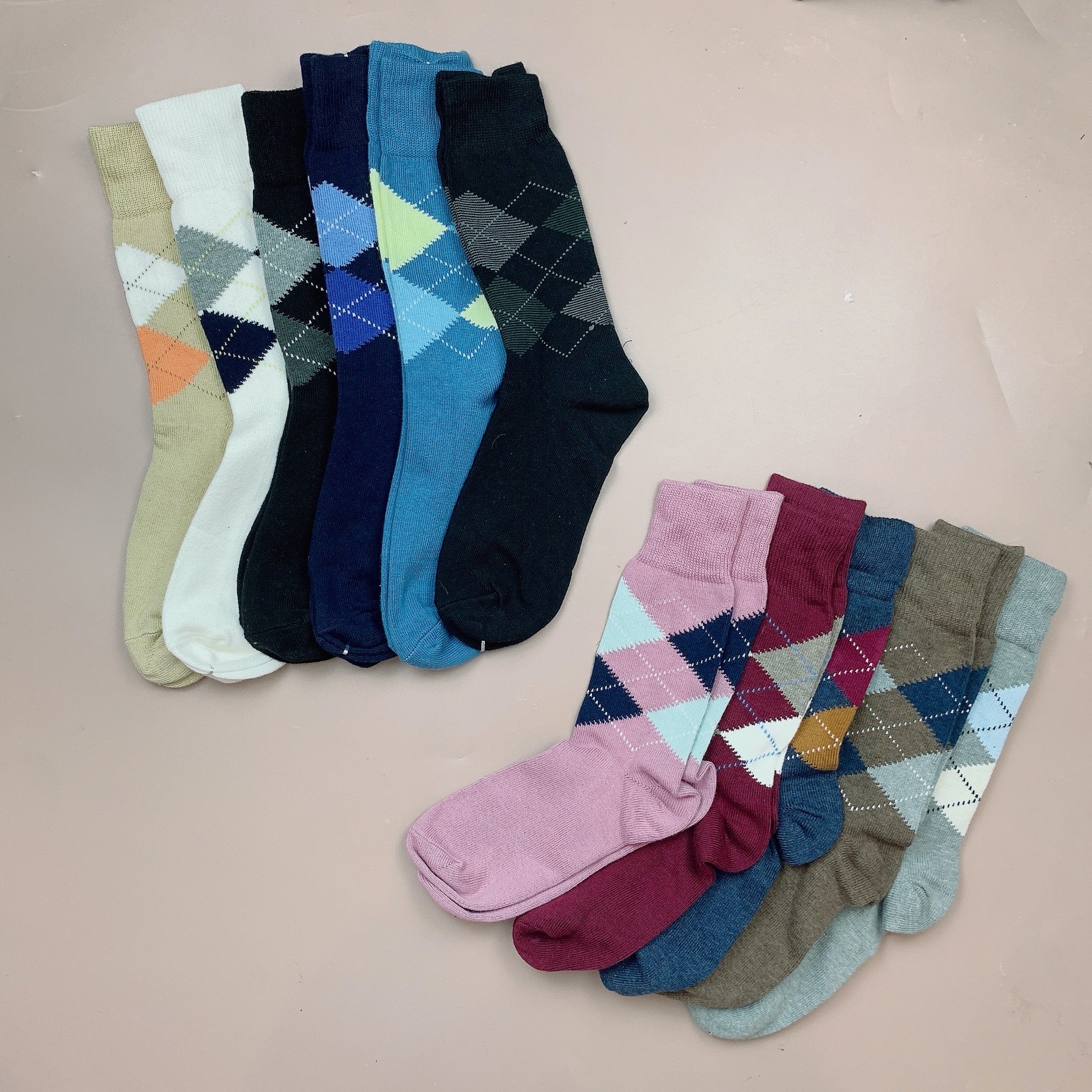 Tất len cao cổ Uni họa tiết trám / trơn màu / thổ cẩm size 37 - 42 ( Ngẫu nhiên )