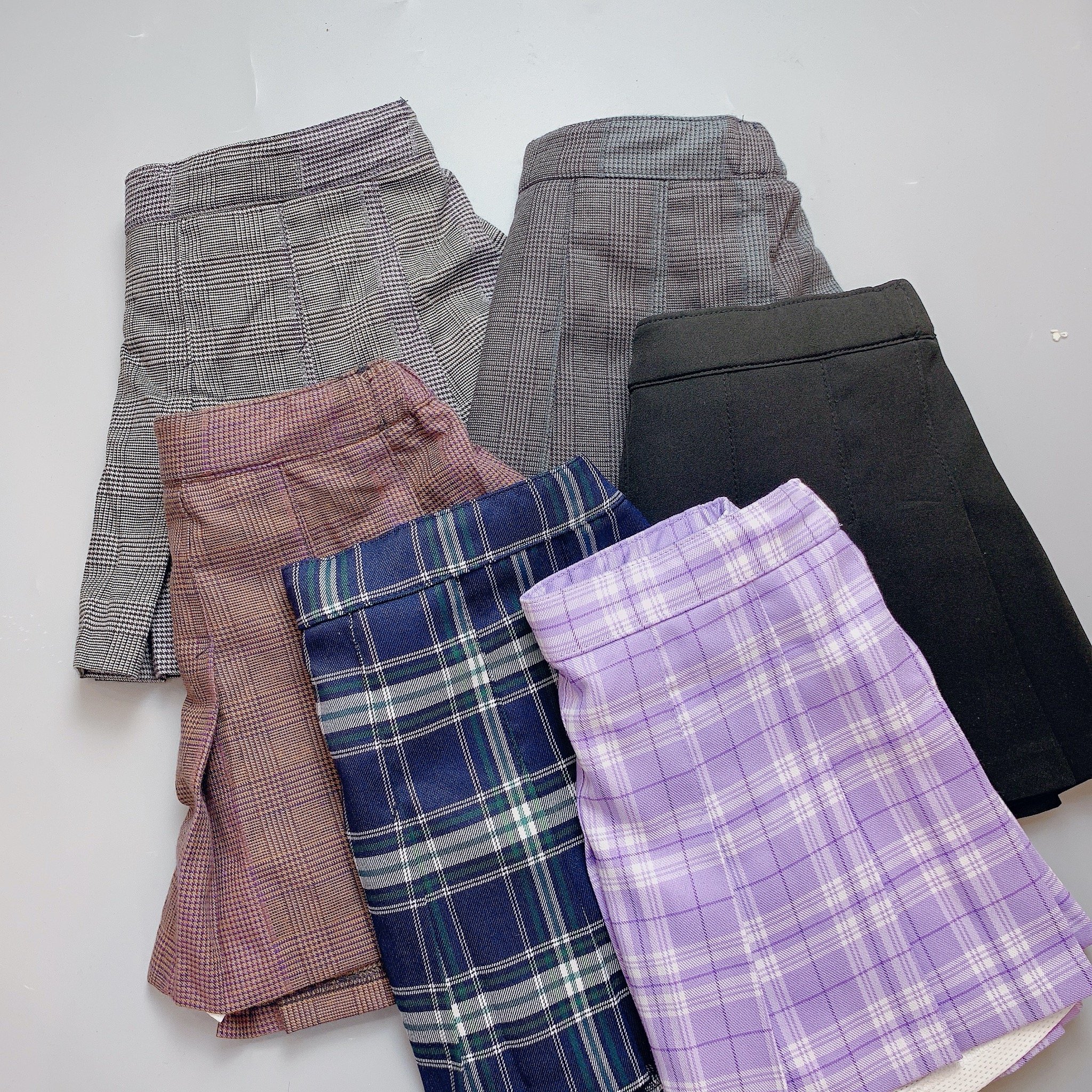 CVAY10 - Chân váy xếp li liền quần Polham nhiều màu kẻ size 120 - 160