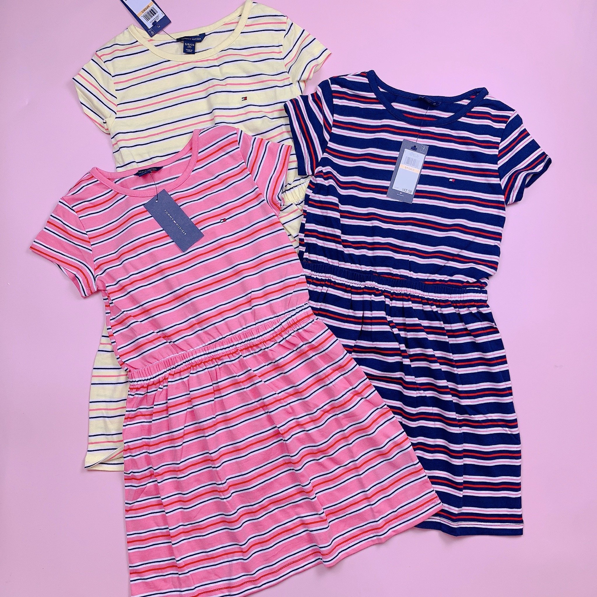 V00062 - Váy cotton kẻ ngang nhiều màu BG size 7-16y