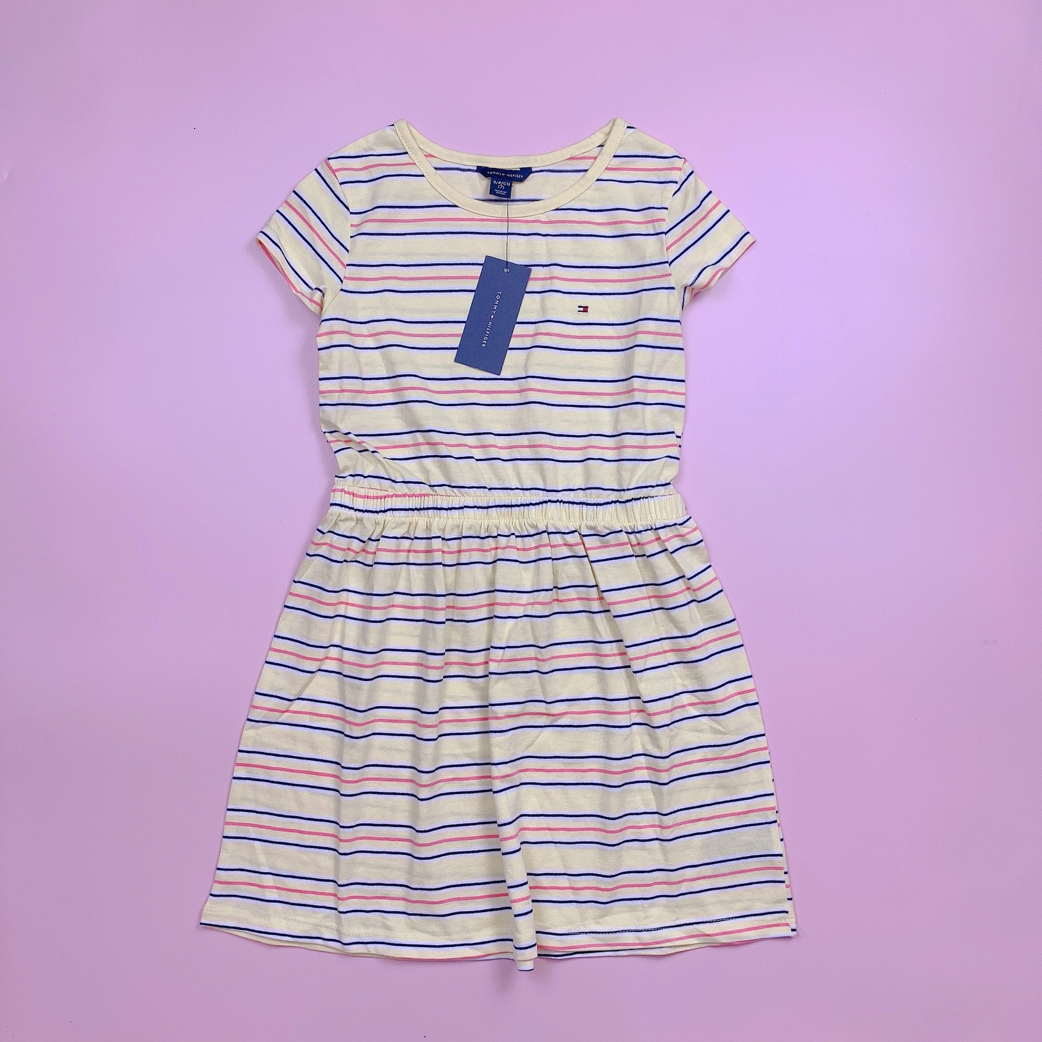 V00062 - Váy cotton kẻ ngang nhiều màu BG size 7-16y