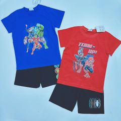 Bộ cotton Marvel Avenger 2 màu đỏ, xanh BT size 110-150