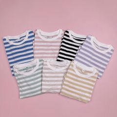 Áo cotton dài tay Muji kẻ nhiều màu cho bé size 80 - 150