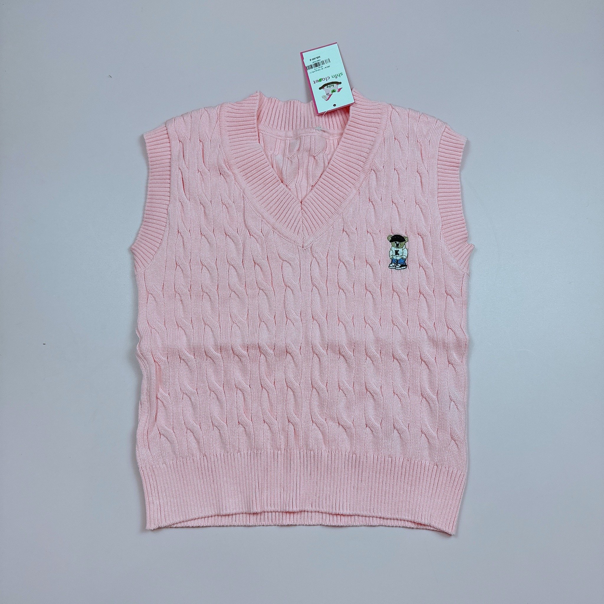 Gile len vặn thừng màu trơn SPAO thêu gấu nhiều màu cho bé size 110-160