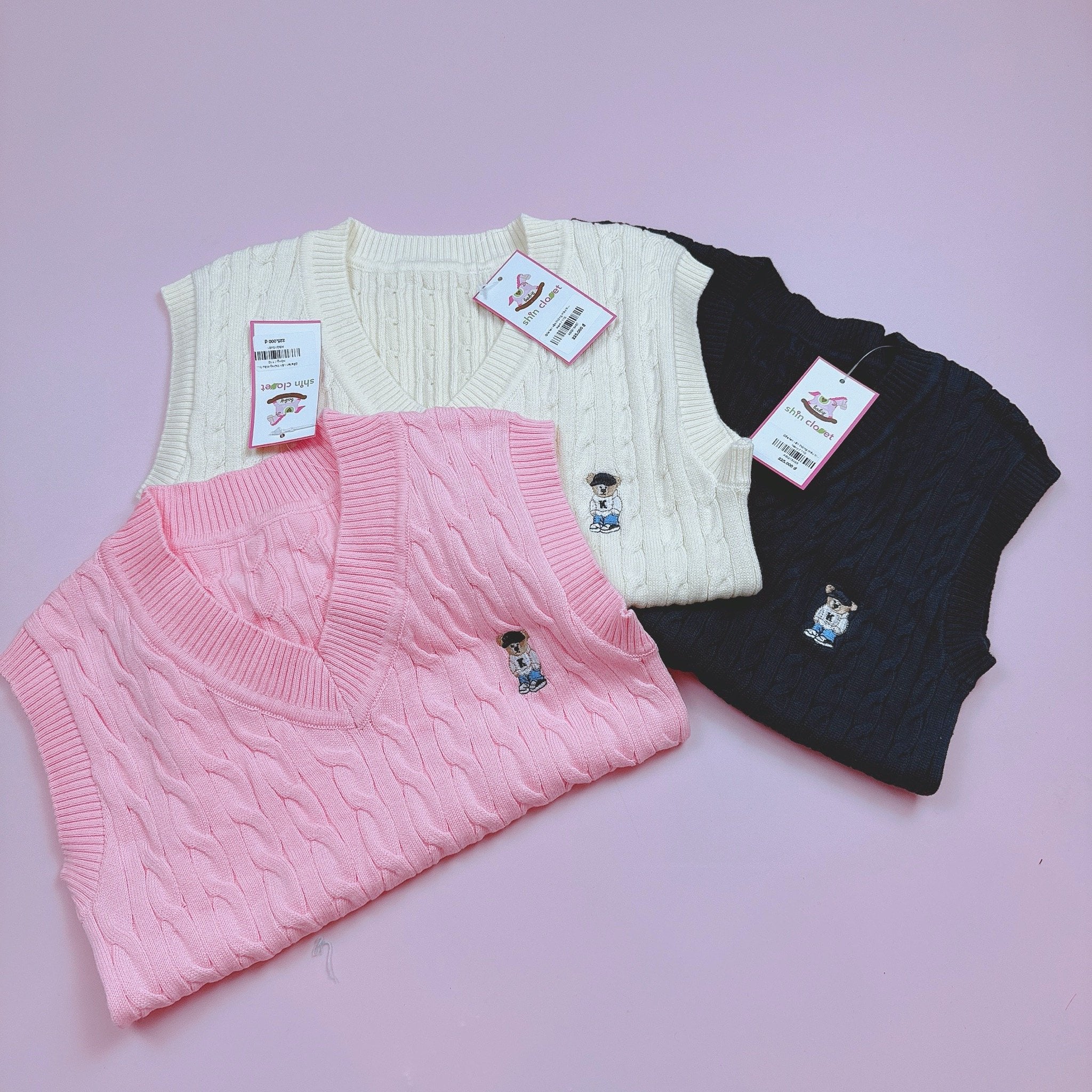 Gile len vặn thừng màu trơn SPAO thêu gấu nhiều màu cho bé size 110-160