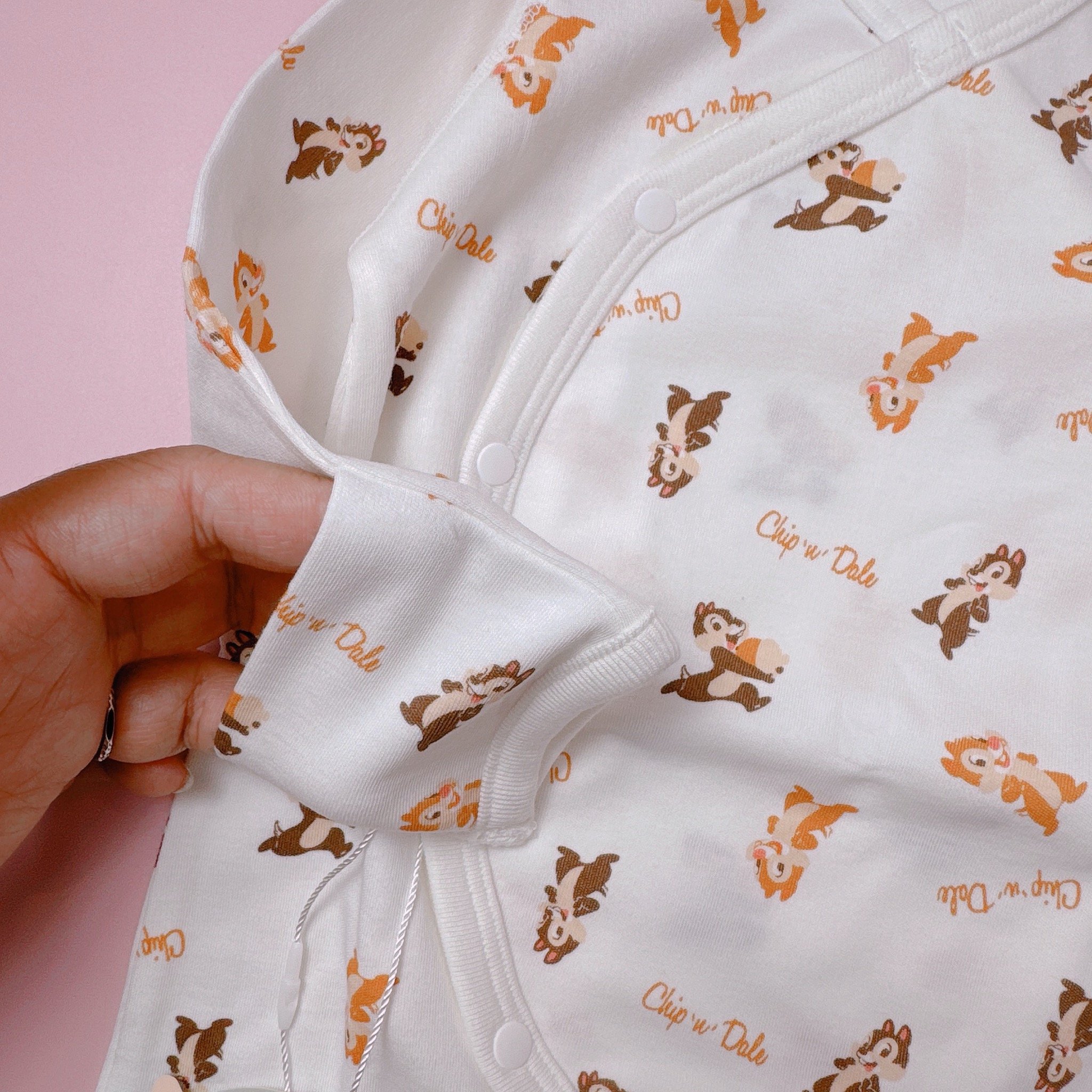 Body cotton Agabang sơ sinh màu trắng hoạ tiết Chip & Dale size 60
