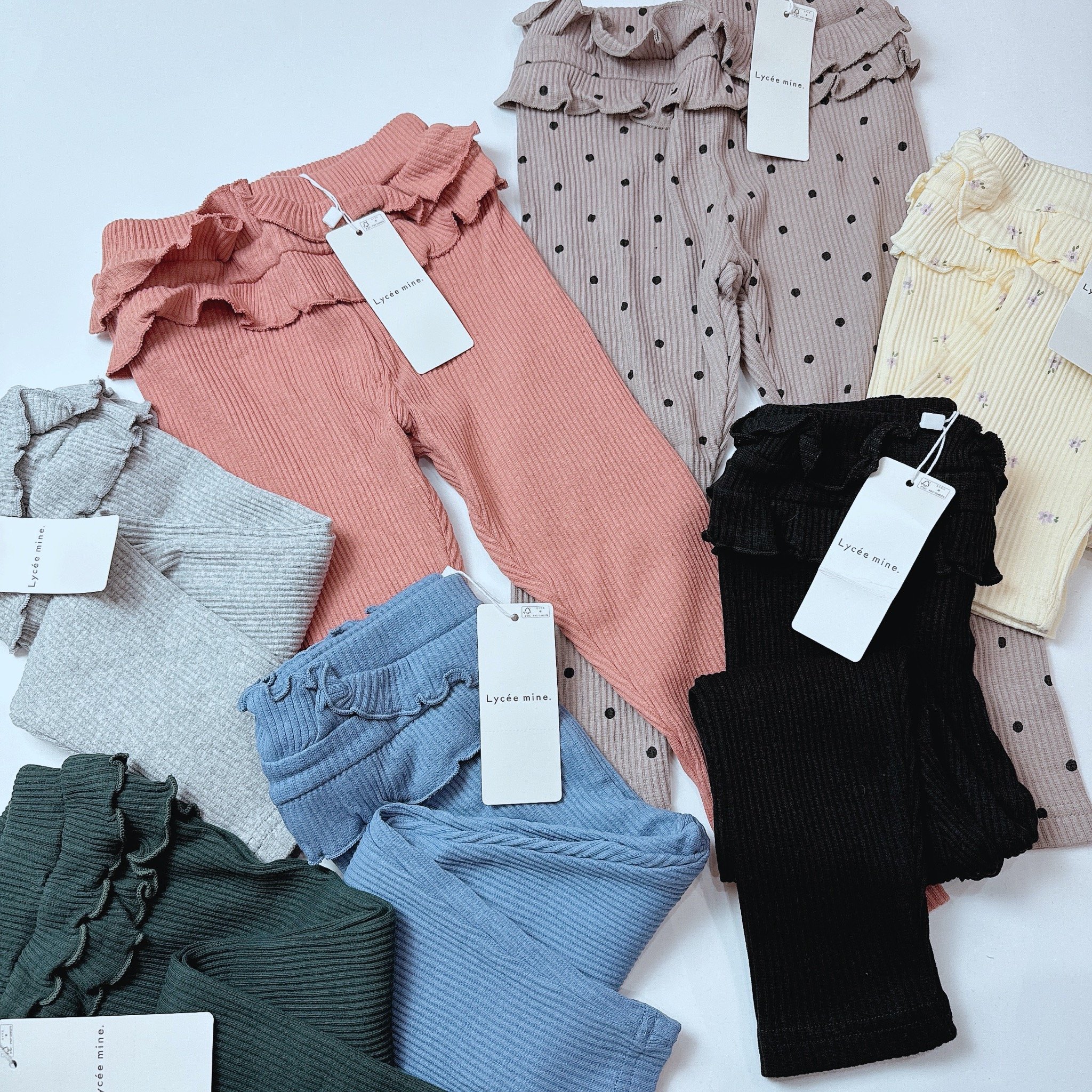 Quần legging thun tăm Lycee Mine xuất Nhật nhiều màu bé gái size 90-150