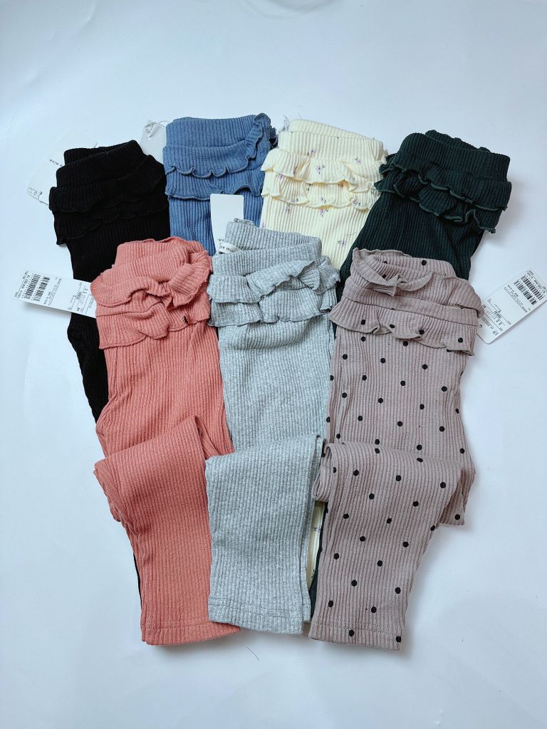 Quần legging thun tăm Lycee Mine xuất Nhật nhiều màu bé gái size 90-150