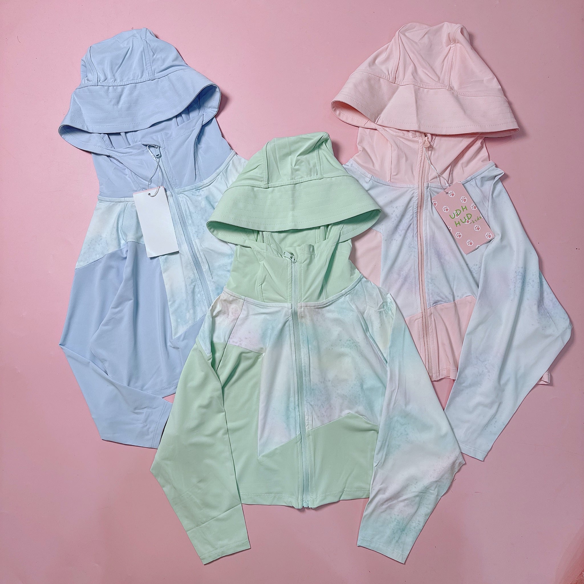 Áo khoác UDH HUD chống nắng vải thun lạnh +50 UPF loang nhiều màu cho bé size 110-160