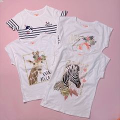 Áo cotton Eureka vai rơi màu trắng nhiều họa tiết bé gái dòng đại size 10-16y