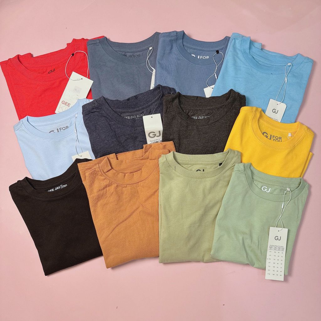 BM3 - Áo cotton GGJJ dư xịn trơn nhiều màu cho bé trai size 2-14y