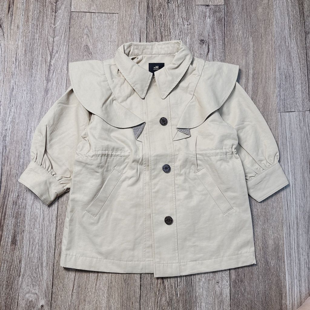 AK52 - Áo khoác kaki MM cổ bẻ phối bèo ngực bé gái size 100-140