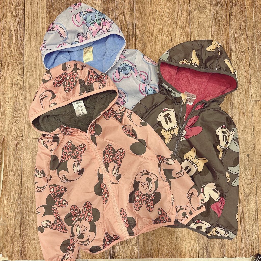 AK68 - Áo khoác gió lót nỉ Disney nhiều màu cho bé gái size 4-7y