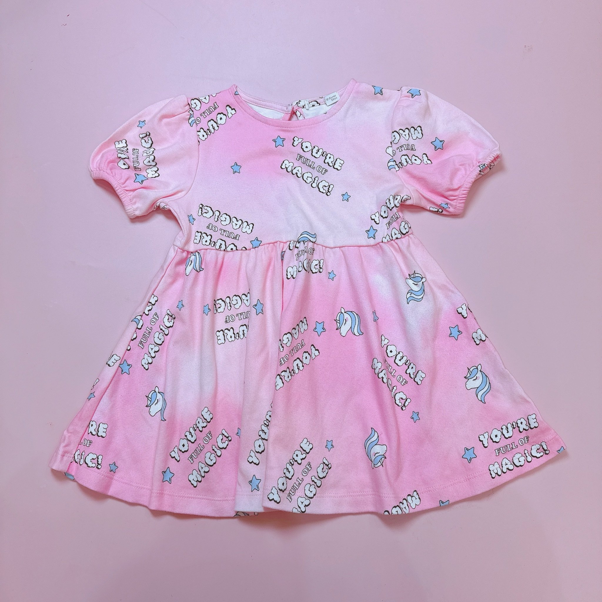 V00067 - Váy cotton dáng baby doll 2 màu xanh/hồng bé gái size 2-8y
