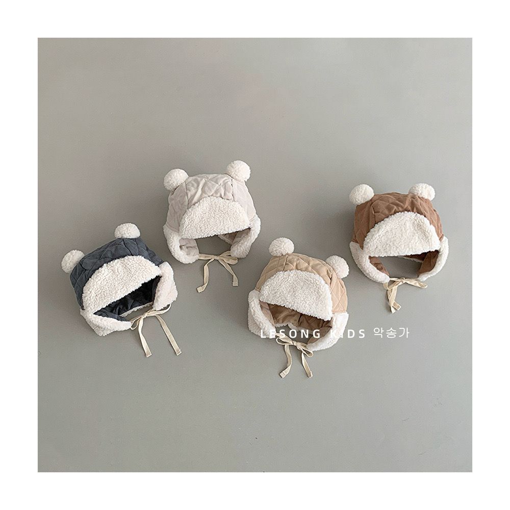 Mũ phi công chần bông tai gấu nhiều màu cho bé size 6m-2y