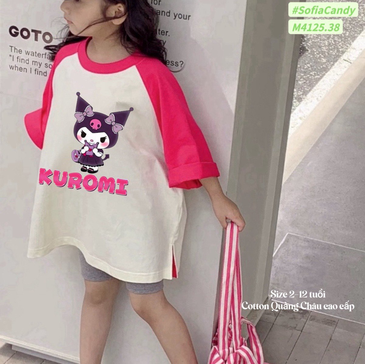 M4125.38 - Set bộ Mia Kids Kuromi áo hồng phối quần legging xám size 2-12y