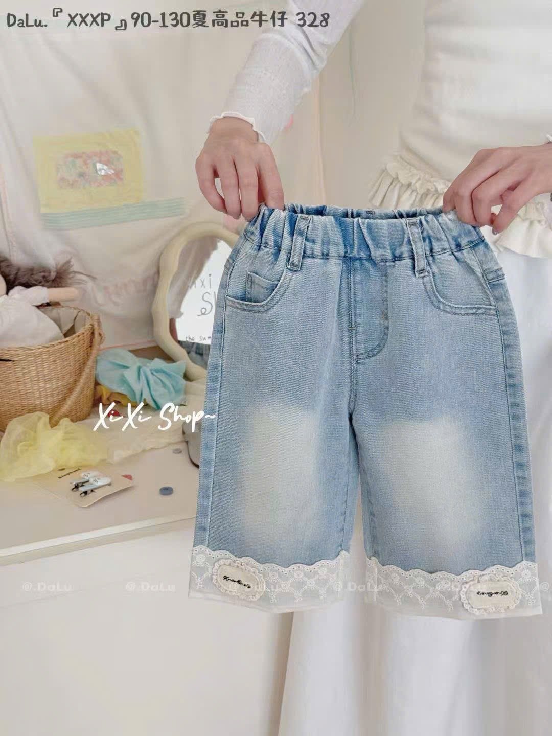 Quần jean mềm QC dáng lửng nhiều màu cho bé gái size 90-130