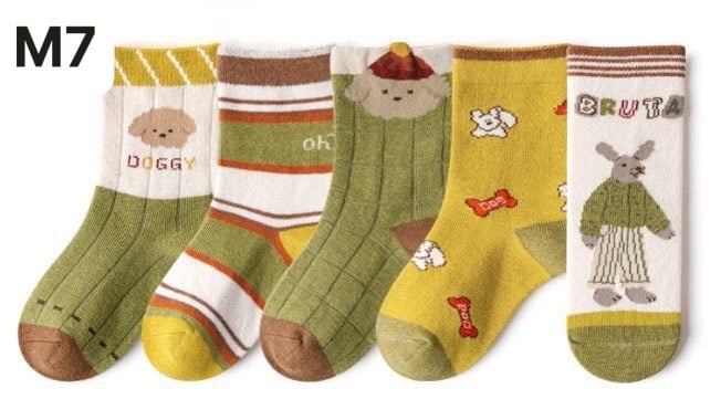 Set 5 tất Kids Socks 17 màu Bé Trai