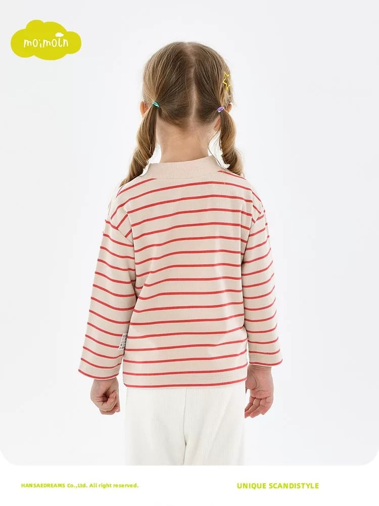 ABT28 - Áo thun tăm cổ 3p MM xuất Hàn kẻ 2 màu cho bé size 90-130