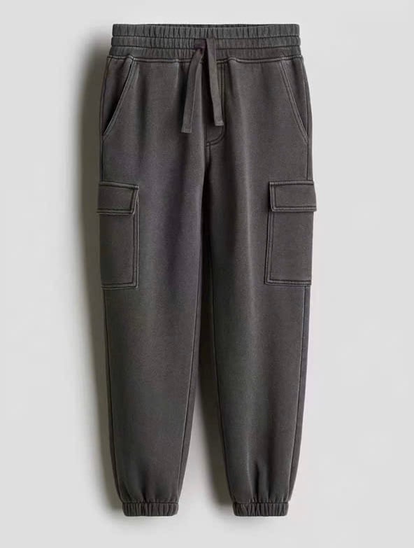 Quần jogger nỉ bông túi hộp H M dư xịn 2 màu ghi/be cho bé size 9-14y