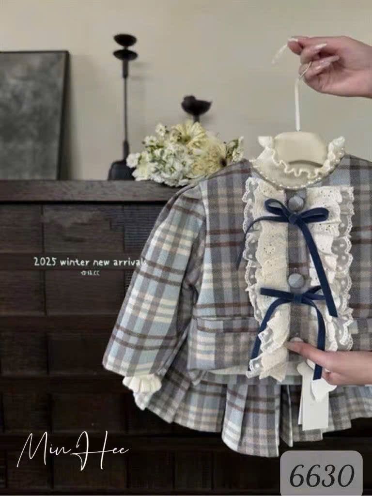 6630 - Set dạ nơ kẻ 2 màu cho bé size 90-130