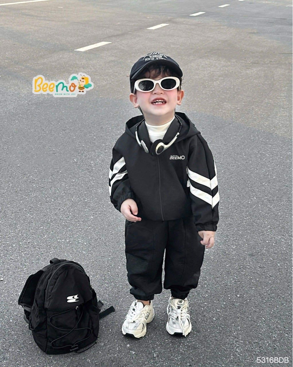 Bộ gió Beemo kẻ 2 màu cho bé trai size 1-6y