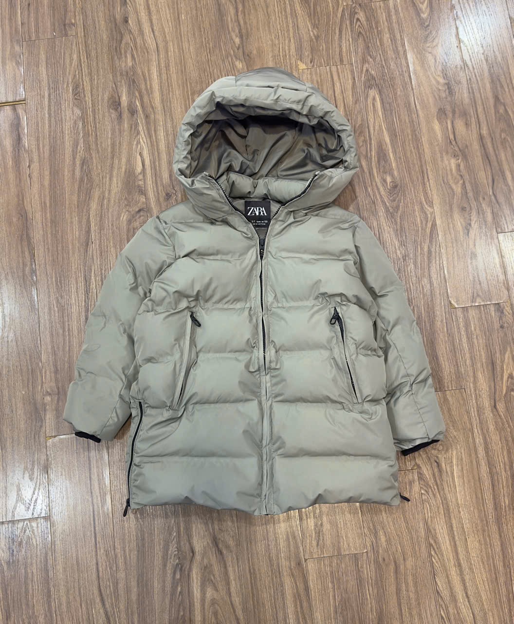 Áo khoác phao ZR dáng dài 2 màu đen/rêu cho bé size 6-14y