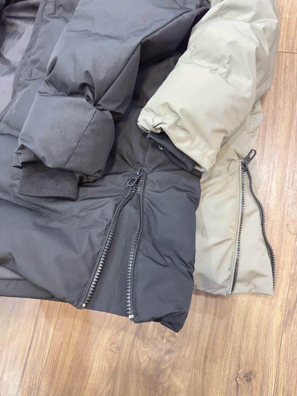 Áo khoác phao ZR dáng dài 2 màu đen/rêu cho bé size 6-14y