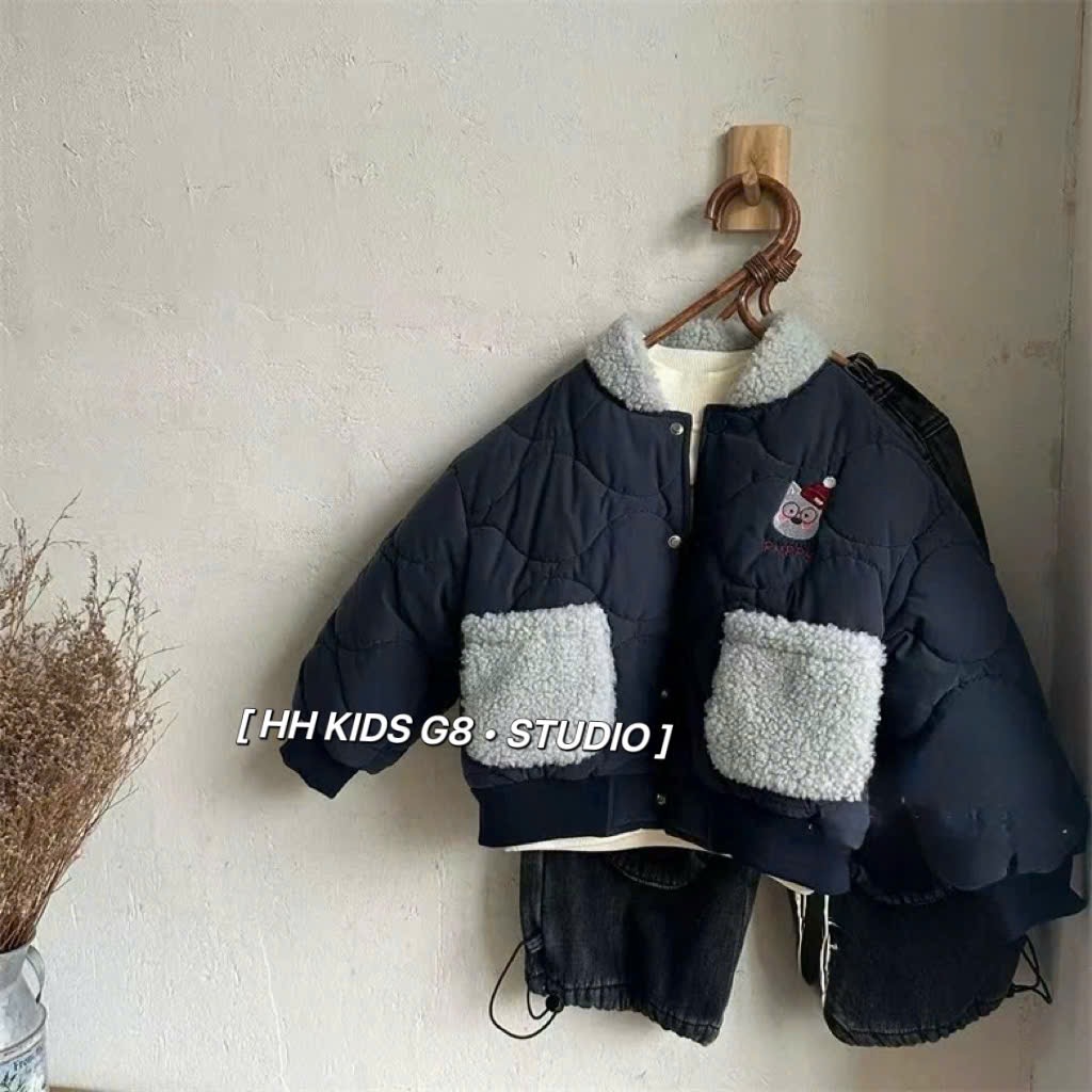 M5723 - Áo khoác phao chần bông màu navy cho bé size 90-130